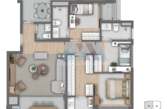 Planta com três suítes